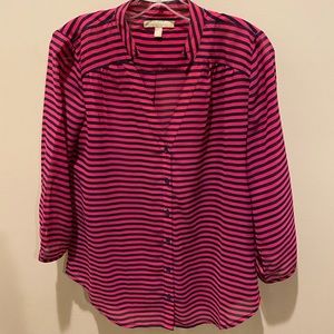 Banana Republic Blouse - navy and pink stripe
